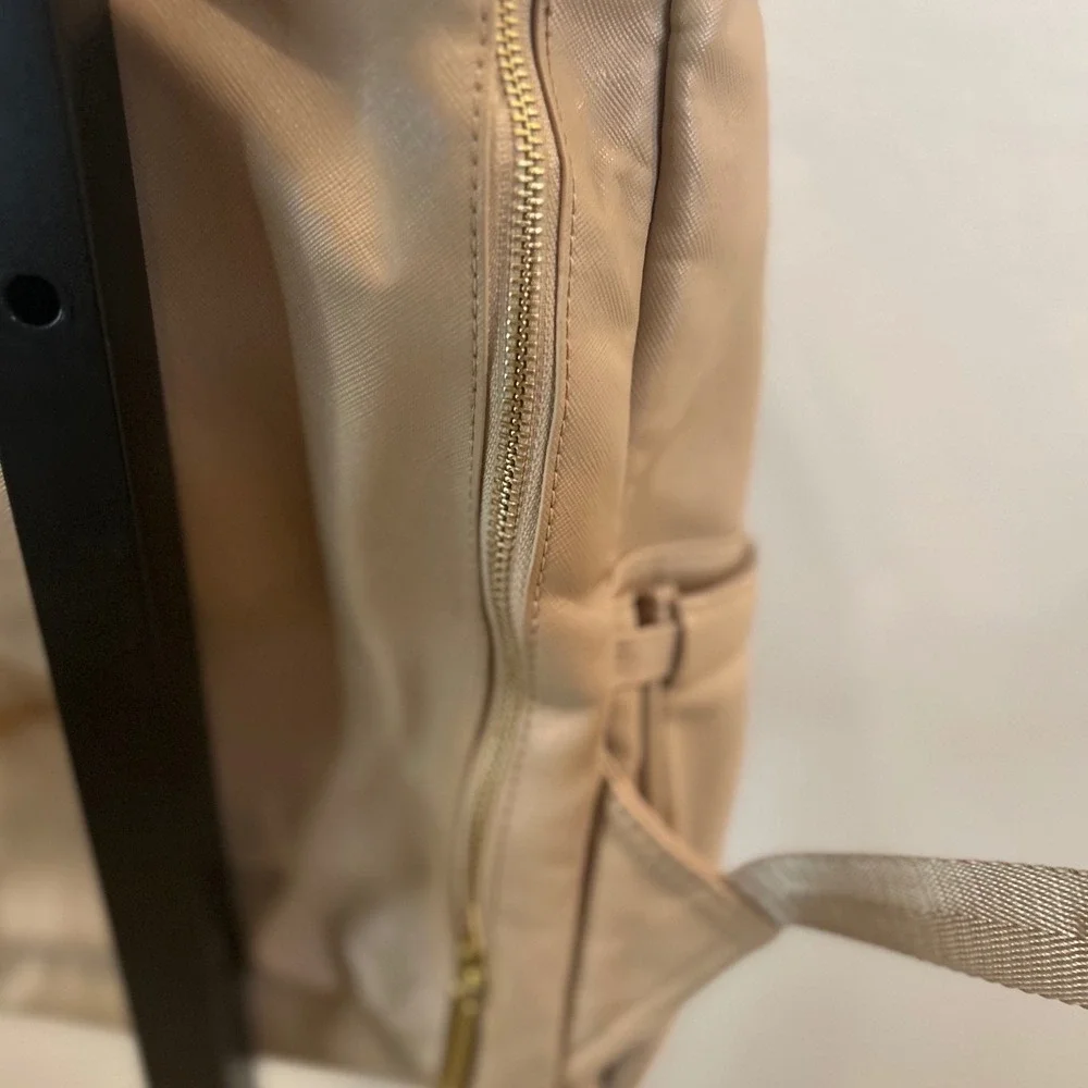 RYLA Baby‎ Bag Taupe Faux Leather Gold Zipper Front Pocket Mini